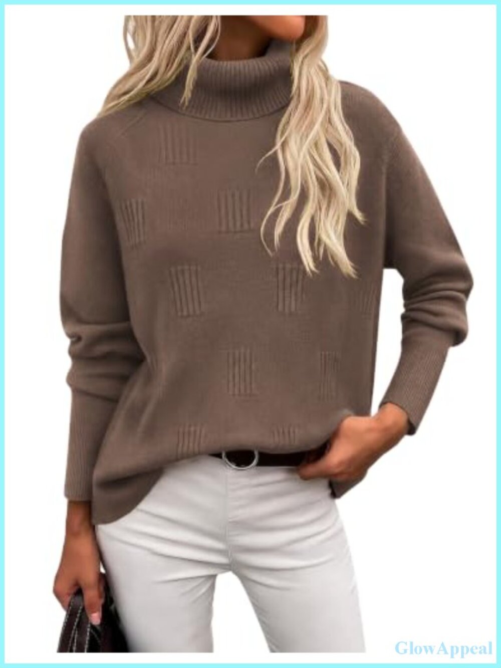 Turtleneck Sweater Long Sleeve Knitted Pullover Fall Winter Top